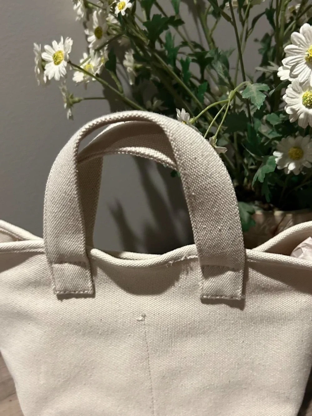 NWT Parke x Target Mini Cream Canvas Tote Bag with Red Embroidered Parke Logo